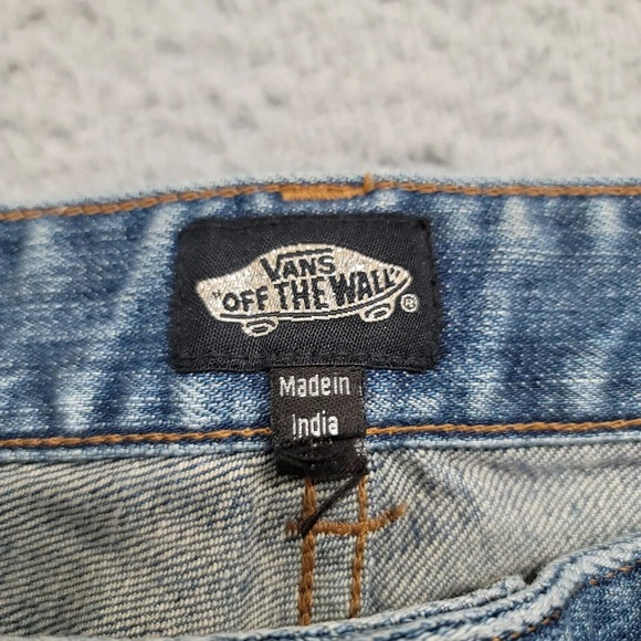 VANS‎ Off The Wall Jeans Womens 33x31 Blue Denim Straight Distressed Slim Skater - Picture 11 of 14